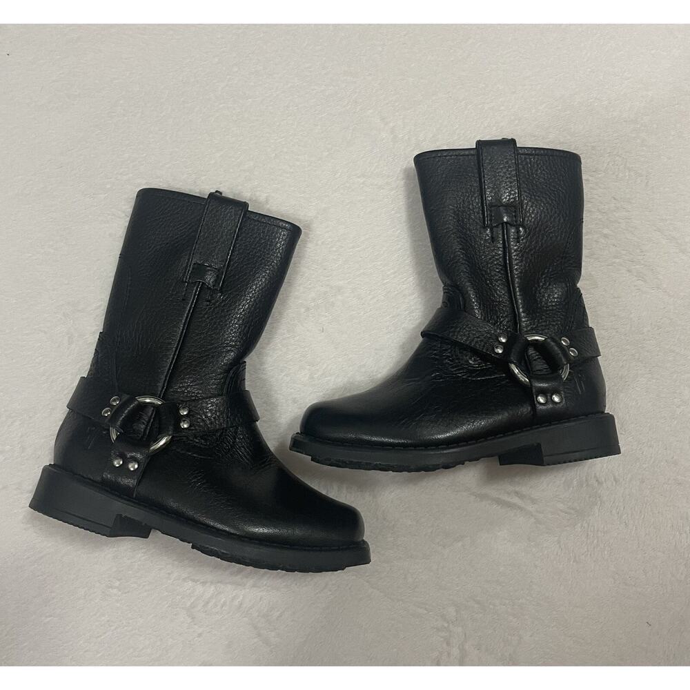 Frye Youth Toddler Size 7 Girls Black Leather Harness Motorcycle Boots NEW - Picture 2 of 6